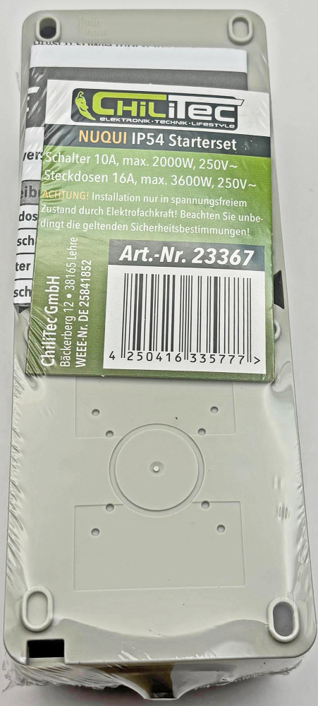 Feuchtraum Schalter & Steckdose IP54 NUQUI Aufputz Vertikal ChiliTec 23367