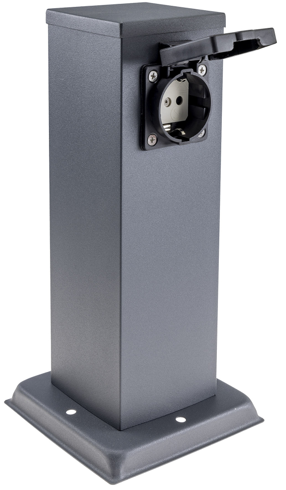 ChiliTec Steckdosensäule 2-fach Anthrazit IP44 Gartensteckdose 23444