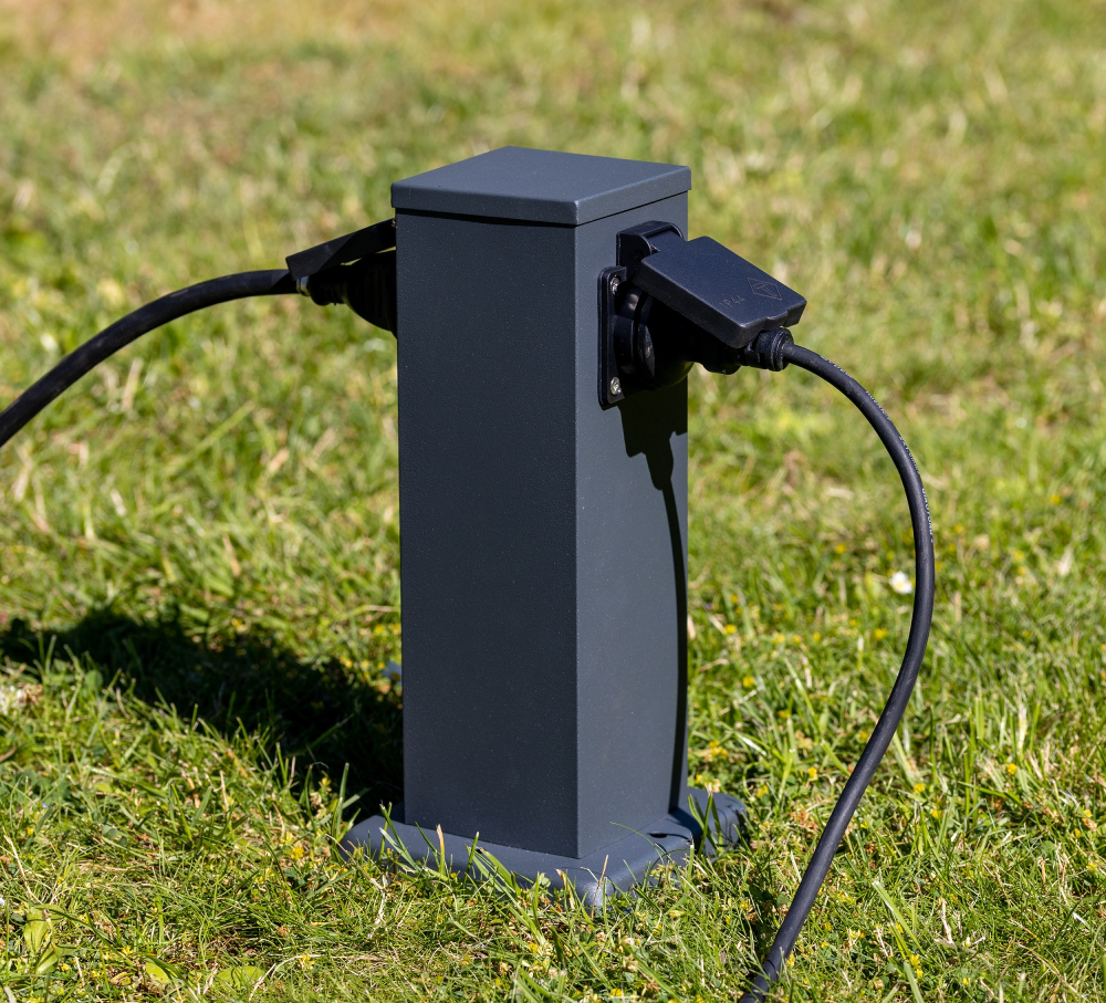 ChiliTec Steckdosensäule 2-fach Anthrazit IP44 Gartensteckdose 23444