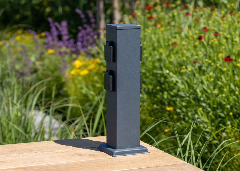 ChiliTec Steckdosensäule 4-fach Anthrazit IP44 Aussensteckdose 23445