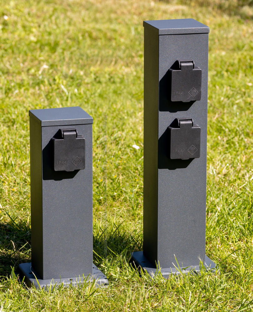 ChiliTec Steckdosensäule 4-fach Anthrazit IP44 Aussensteckdose 23445