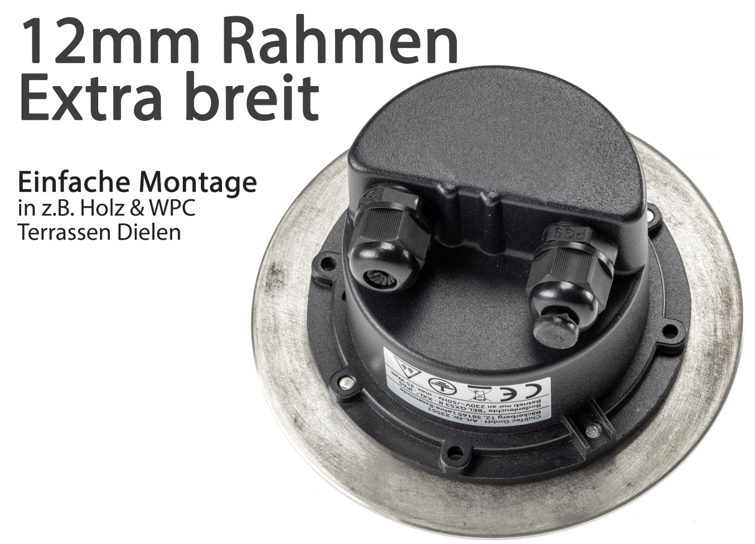 Bodeneinbauleuchte BEL GX53 XXL rund ØxT 14x7cm IP65 Bodenleuchte extrabreiter Rahmen 23551