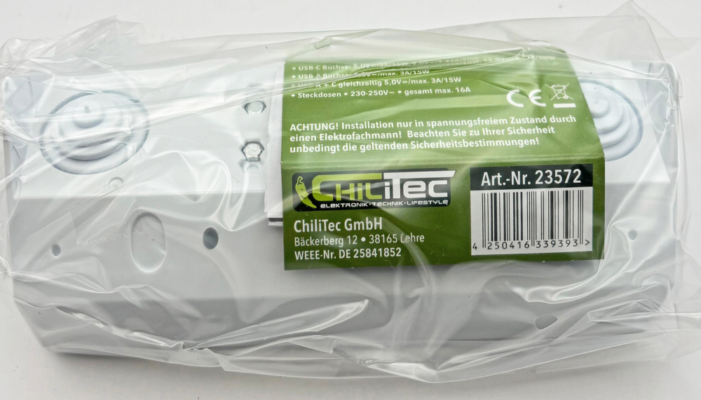 Aufbausteckdosen 2-fach Steckdosenblock + 2x USB A+C 3,1A weiss 23572