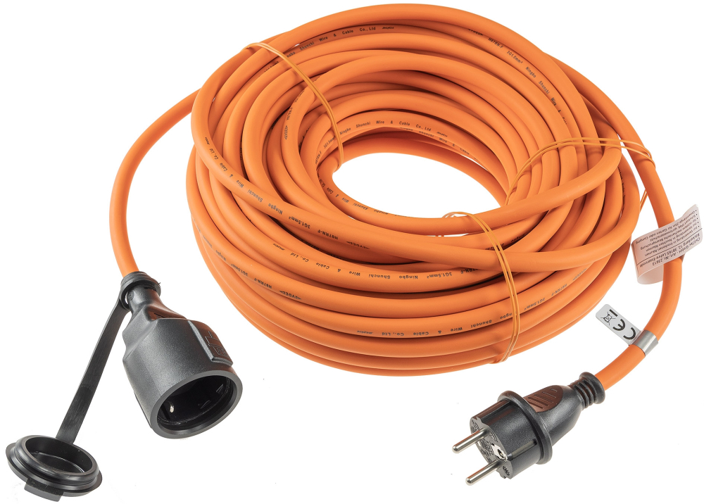 Verlängerungskabel 25m IP44 Orange H07RN-F 3G1,5 Stecker und Kupplung mit Kappe 23613