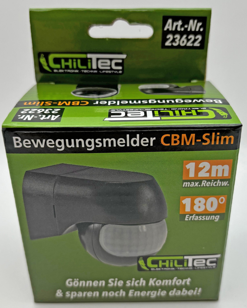 Aufputz-3-Draht PIR Infrarot-Bewegungsmelder anthrazit CBI-Slim 180° IP44 23622