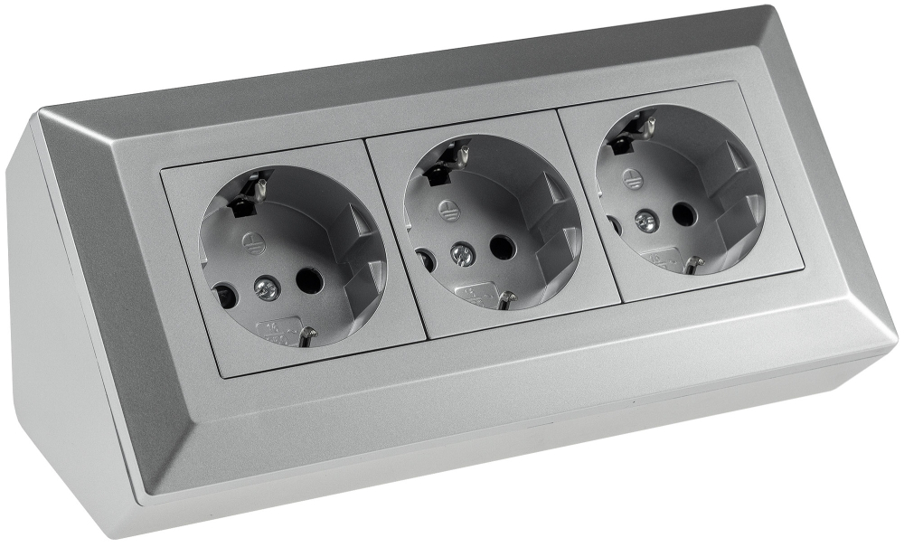 3-fach Steckdosenblock silber Aufbau-Steckdosen 23632