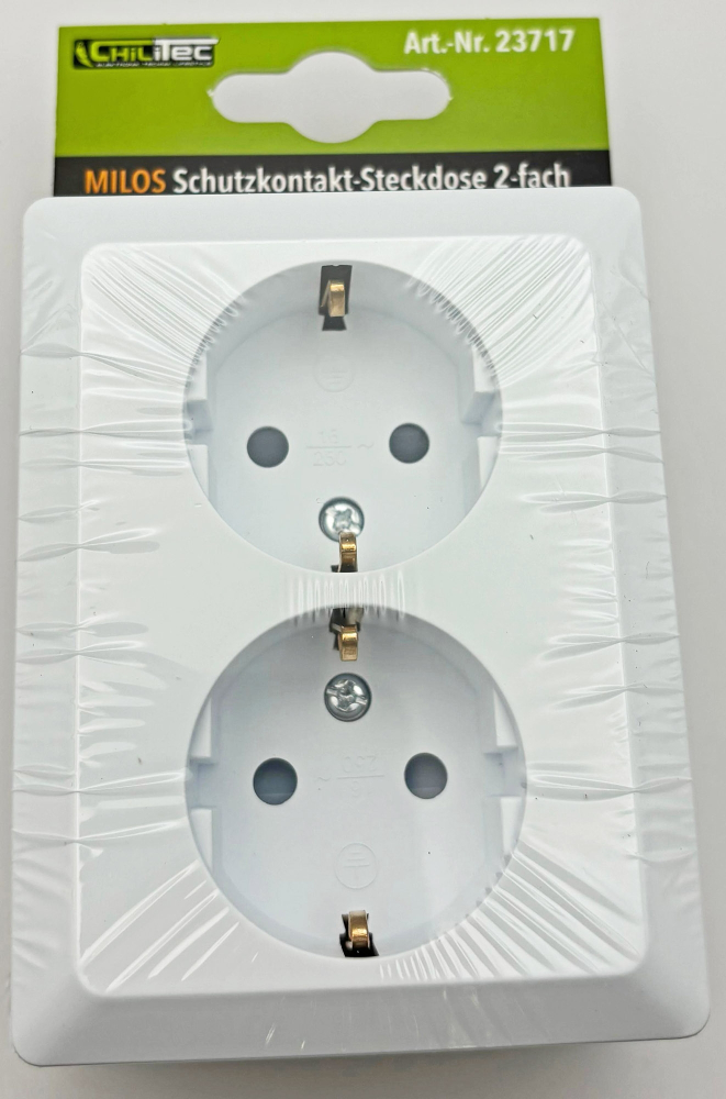 MILOS Steckdose 2-fach Matt Weiß mit erhöhtem Berührungsschutz 23717