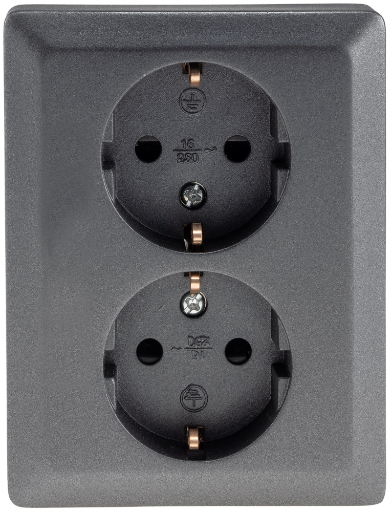 MILOS Steckdose 2-fach anthrazit Schutzkontakt 23718