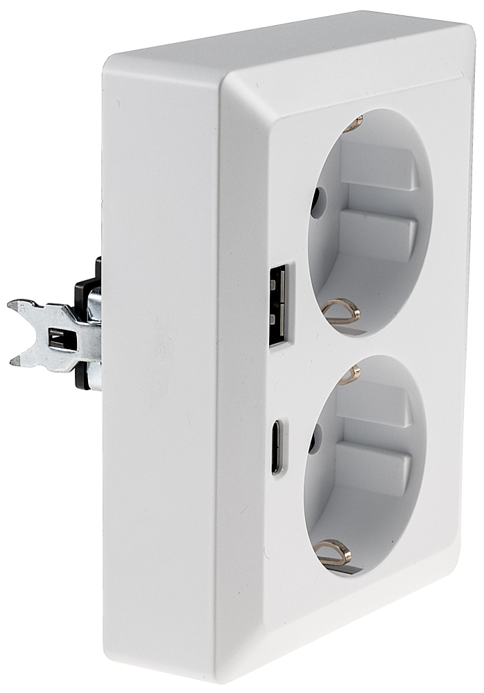 MILOS Steckdose 2-fach USB A+C/PD Matt Weiß mit erhöhtem Berührungsschutz 23719