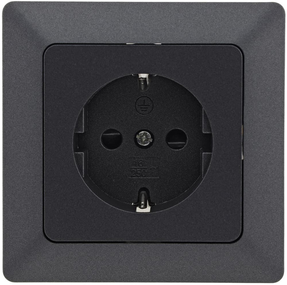 MILOS Steckdose Anthrazit mit Rahmen Schutzkontakt Klemmanschluss 23745