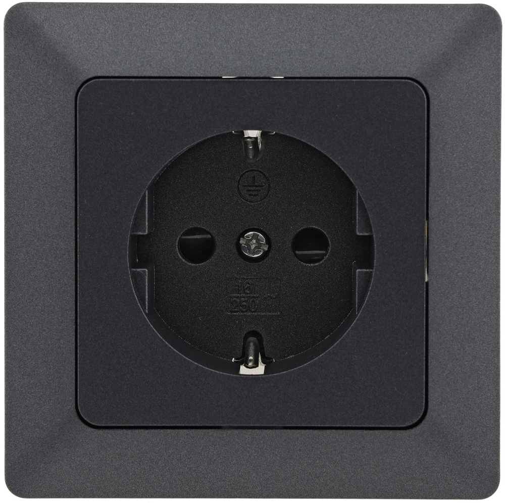 MILOS Steckdose Anthrazit mit Rahmen Schutzkontakt Klemmanschluss 23745