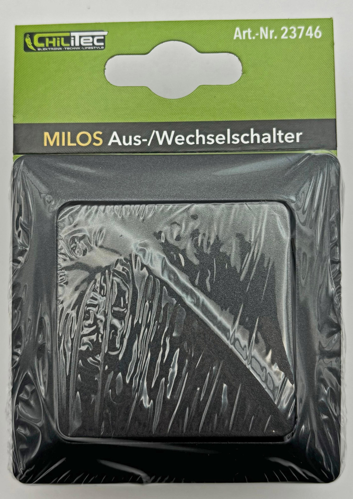 MILOS Wechselschalter Anthrazit Klemmanschluss, mit Rahmen 23746