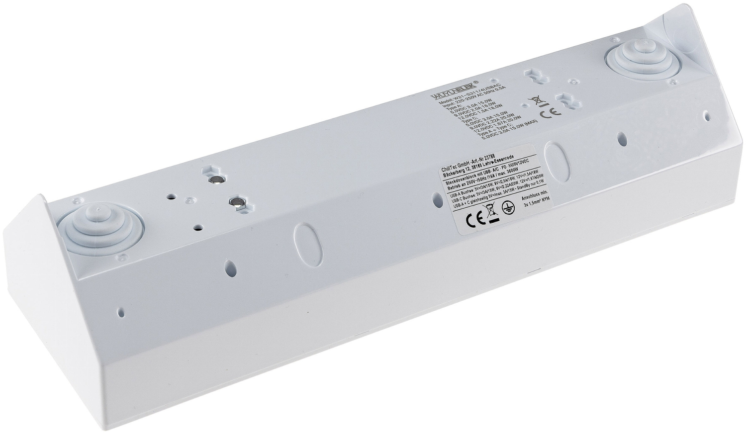4-fach Steckdosenblock + 2x USB A+C 3,1A PD weiß Aufbau-Steckdosen Schutzkontakt 23788