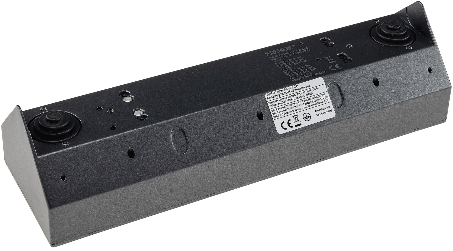 4-fach Steckdosenblock + 2x USB A+C 3,1A schwarz Aufbausteckdosen 23791