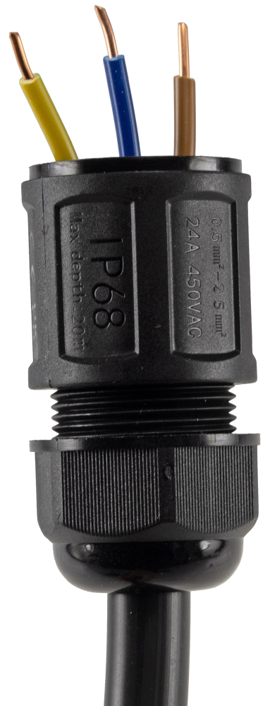 Kabelverbinder IP68 3polig schwarz Kabel Ø6-11mm 23806