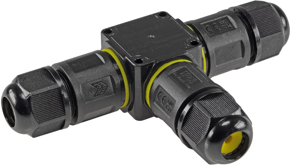 3-poliger Kabelverbinder in T-Form mit IP68 Schutzart