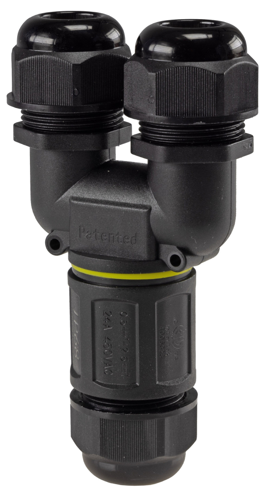 Kabelverbinder Y-Form IP68 3polig schwarz Kabel Ø8-12mm 23809