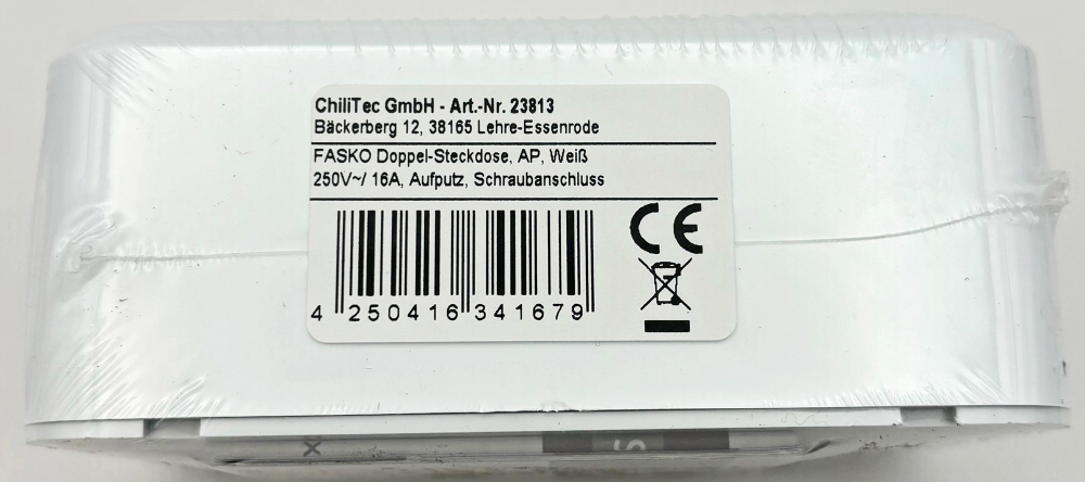 FASKO Doppel-Steckdose Weiß Aufputz Berührungsschutz ChiliTec 23813