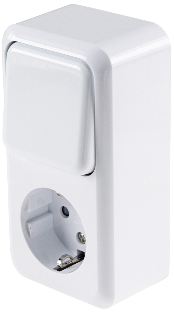 FASKO Kombi Steckdose + Wechselschalter Weiß Aufputz ChiliTec 23814