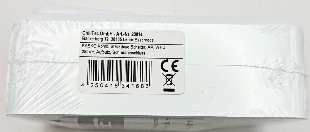 FASKO Kombi Steckdose + Wechselschalter Weiß Aufputz ChiliTec 23814