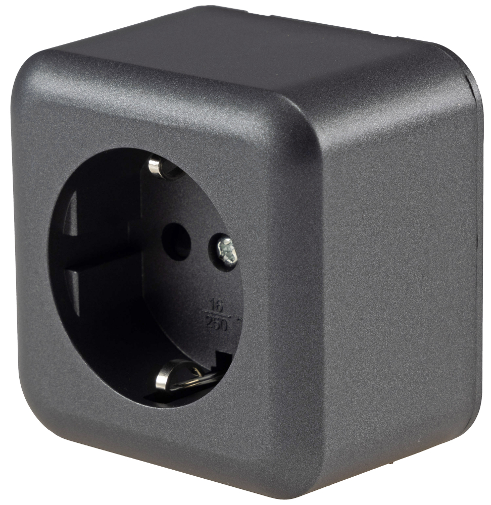 FASKO Steckdose Anthrazit Aufputz mit erhöhtem Einsteckschutz ChiliTec 23815