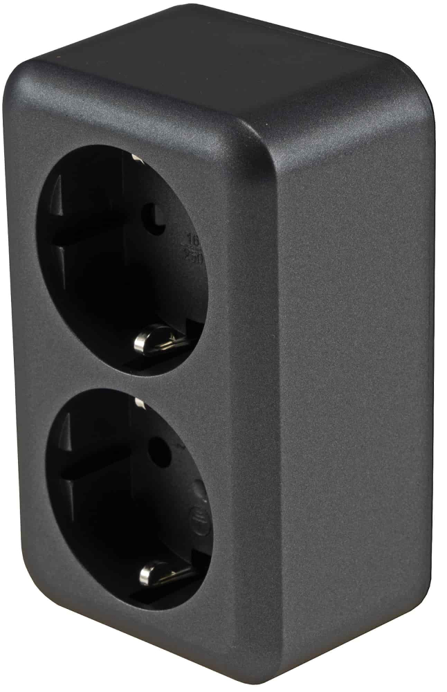 FASKO Doppel-Steckdose Anthrazit Aufputz Schraubanschluss ChiliTec 23817