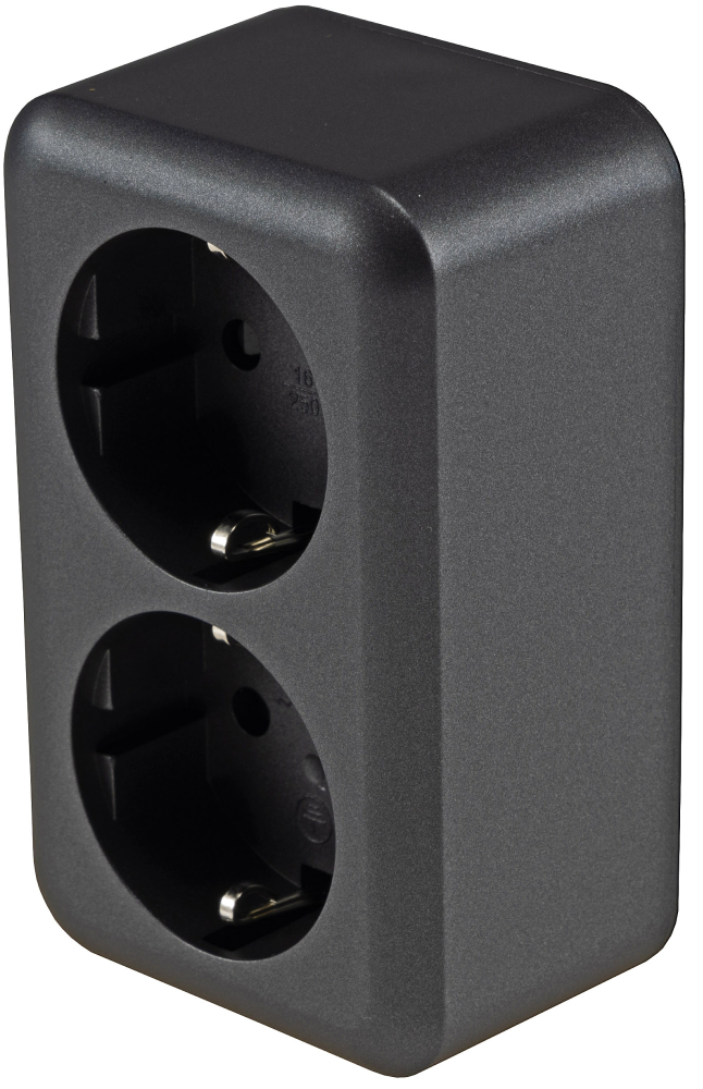 FASKO Doppel-Steckdose Anthrazit Aufputz Schraubanschluss ChiliTec 23817