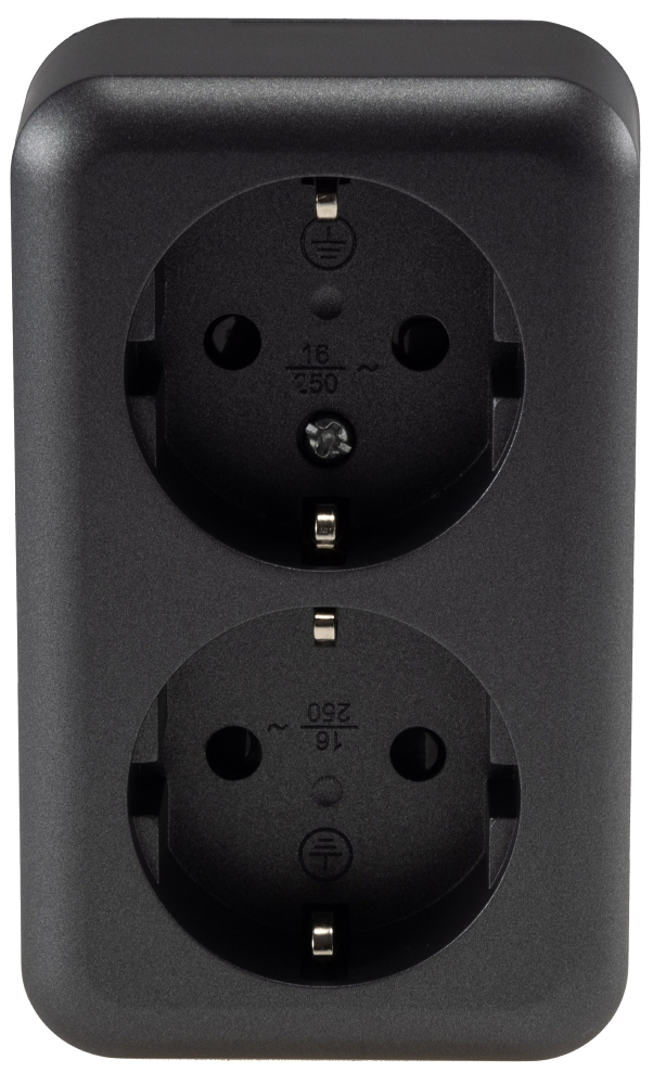 FASKO Doppel-Steckdose Anthrazit Aufputz Schraubanschluss ChiliTec 23817