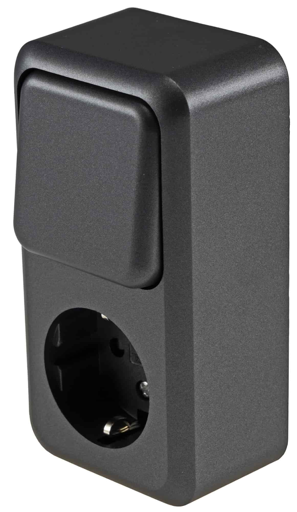 FASKO Kombi Steckdose + Schalter Anthrazit Aufputz ChiliTec 23818