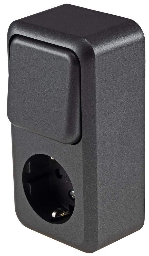 FASKO Kombi Steckdose + Schalter Anthrazit Aufputz ChiliTec 23818