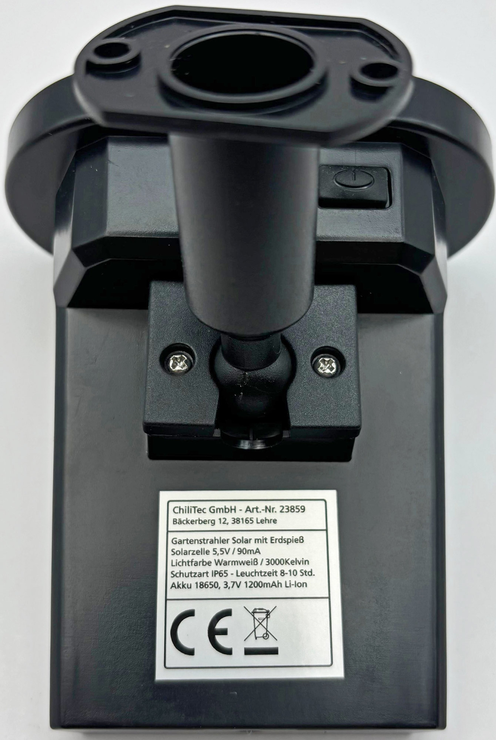 ChiliTec LED Solar Gartenstrahler mit Erdspieß und Dämmerungssensor IP65 23859