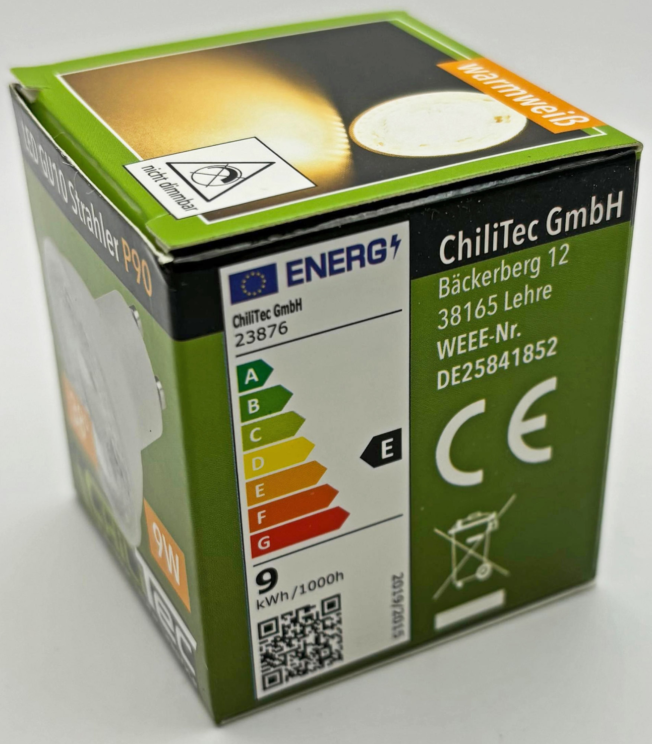 ChiliTec LED Spot GU10 "P90" warmweiß 840lm 9W 38° 3061K 23876