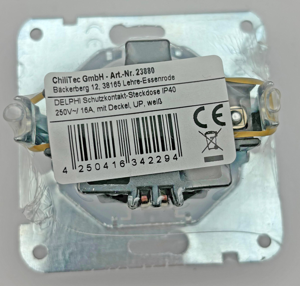 DELPHI Steckdose mit Deckel IP40 ohne Rahmen UP weiß 23880