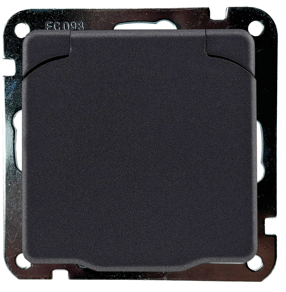 MILOS Steckdose mit Deckel IP44 Schutzkontakt UP Anthrazit inkl. Rahmen 23881