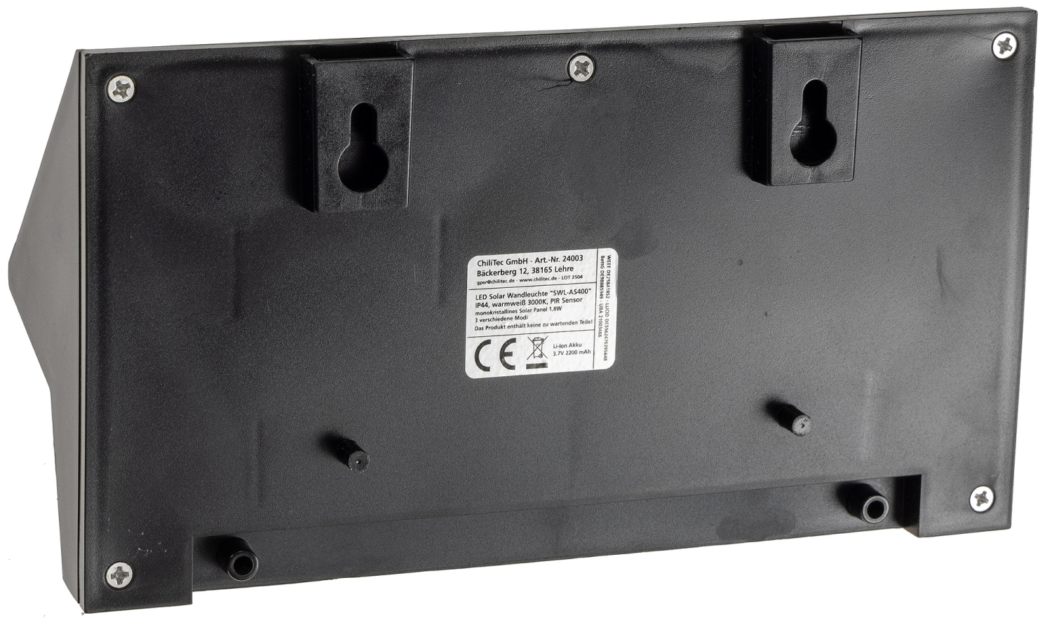ChiliTec LED Solar Wandleuchte "SWL-AS400" IP44 PIR Bewegungsmelder 3000K 24003