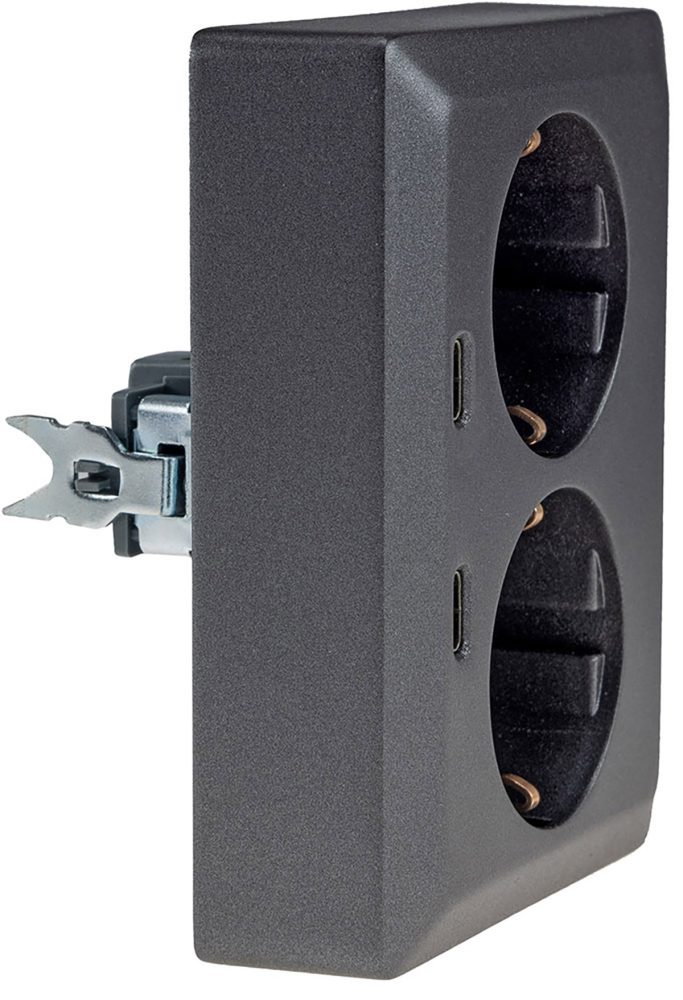 MILOS Steckdose 2-fach USB C/PD anthrazit mit Einstecksicherung 24014