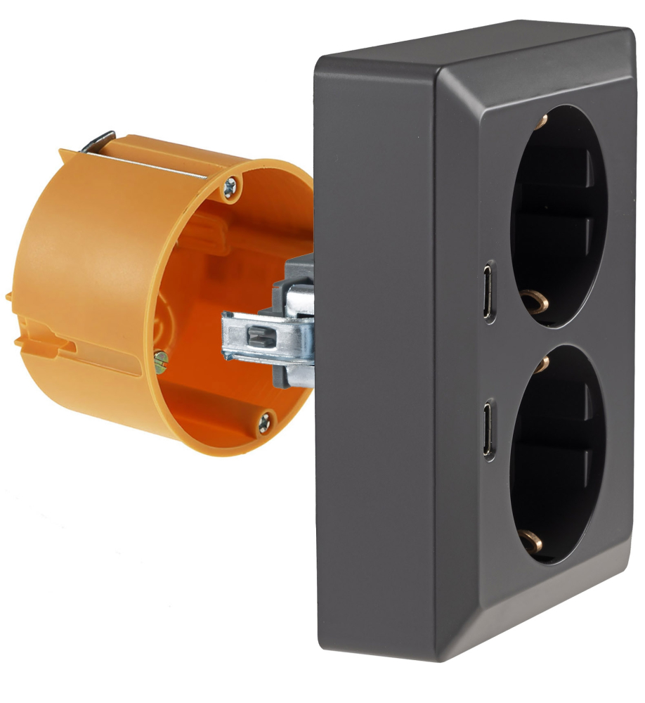 MILOS Steckdose 2-fach USB C/PD anthrazit mit Einstecksicherung 24014