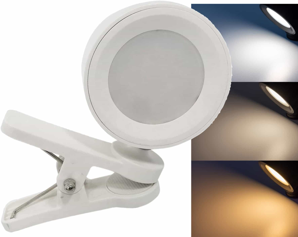 LED Akkuleuchte "CT-AKL3" CCT 3000/4000/6000K Klemmleuchte weiss 24050