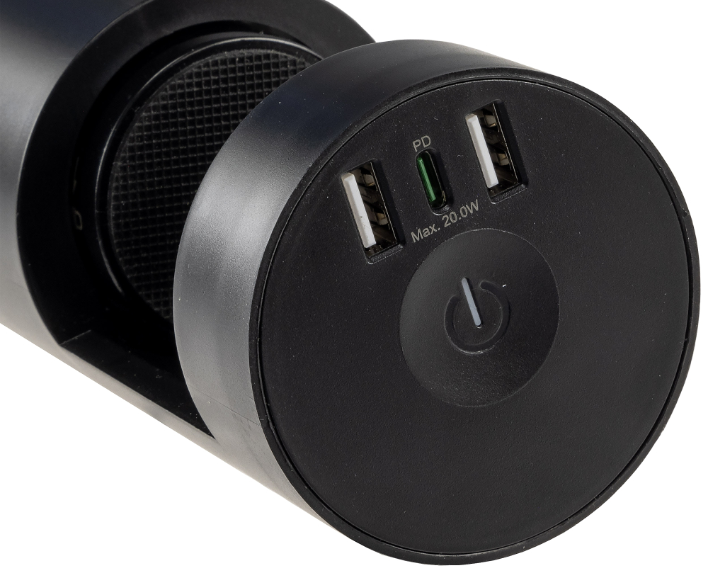 3-fach Tischsteckdosen Einbau "CT-KS 3" USB-A + USB-C, 3m Kabel, schwarz 24051