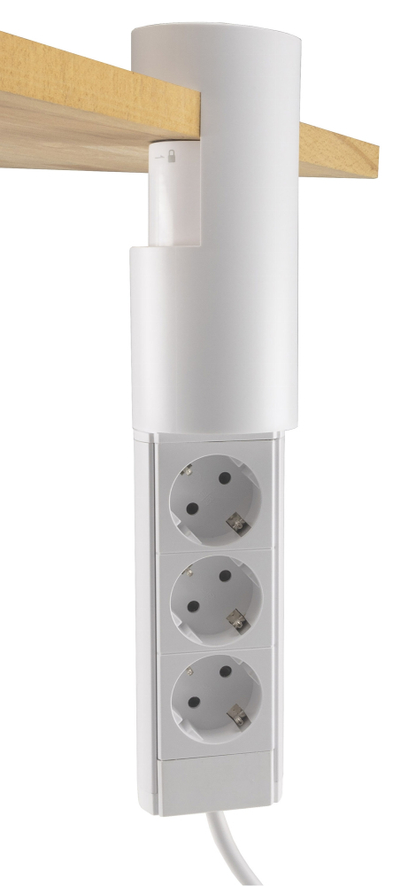 Schreibtischsteckdosen 3x Einbausteckdosen "CT-KS 3" USB A+C, 3m Kabel, Weiß 24052