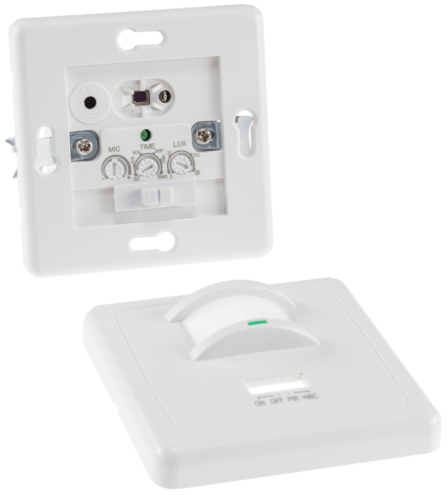 Bewegungsmelder 160° IP20 "CT-AB160" IR & Akkustiksensor 3-Draht weiß Unterputz 24058