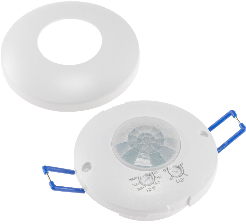 PIR Bewegungsmelder für Deckeneinbau + Aufputz 360°, LED geeignet, 8m Detektion, weiß, 24061