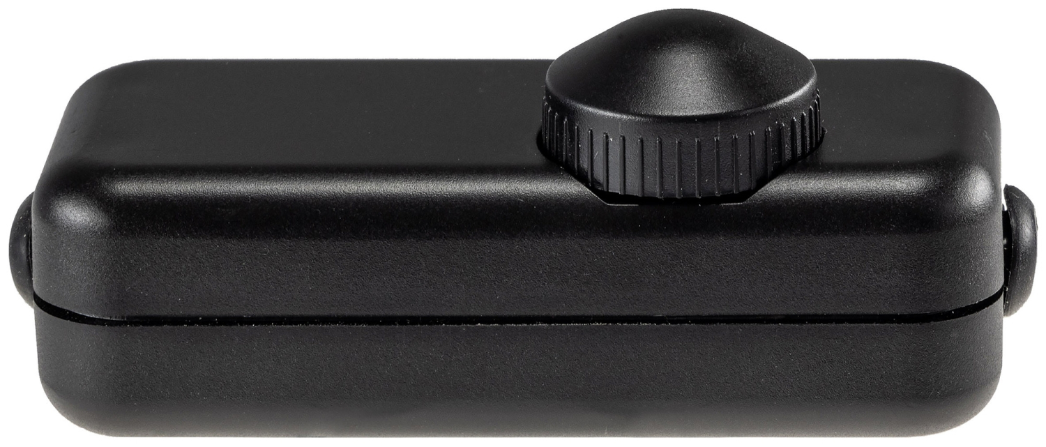 Schnurdimmer für LEDs, 3-150Watt 230V, Drehregler mit Ein & Aus, schwarz 24066