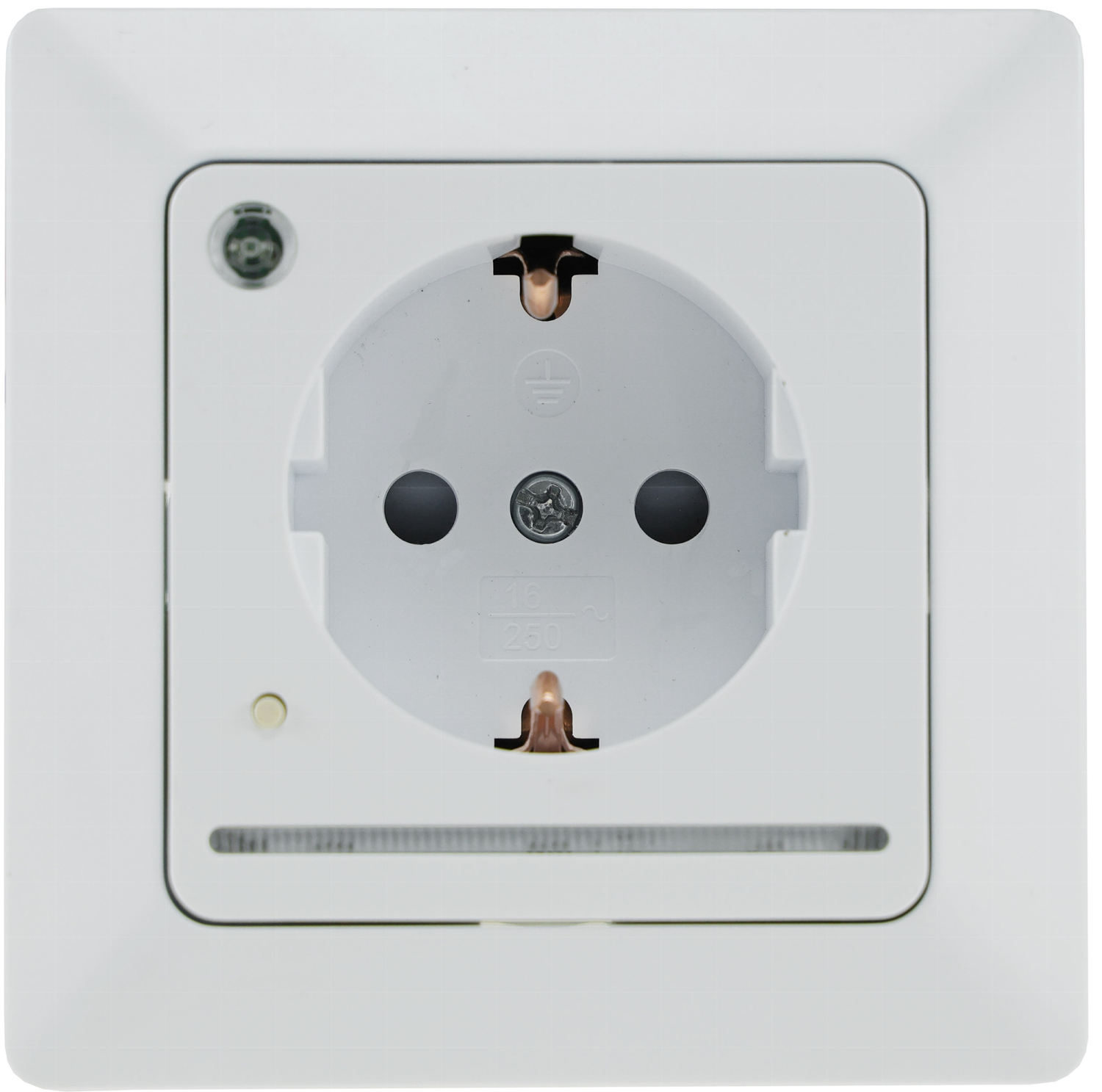 MILOS Schutzkontakt-Steckdose mit LED weiß matt UP, Licht mit Sensor 24084