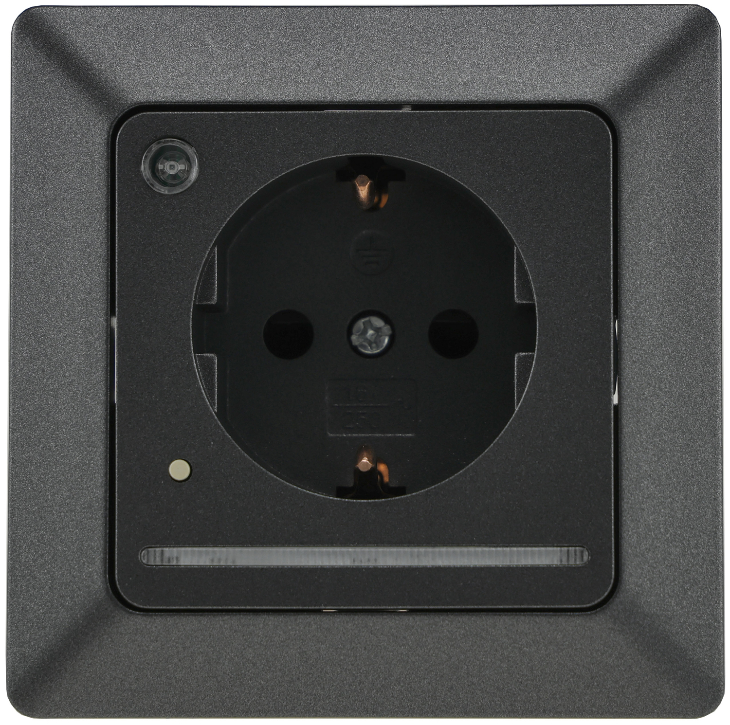 MILOS Schutzkontakt-Steckdose mit LED Anthrazit UP, Licht mit Sensor 24085