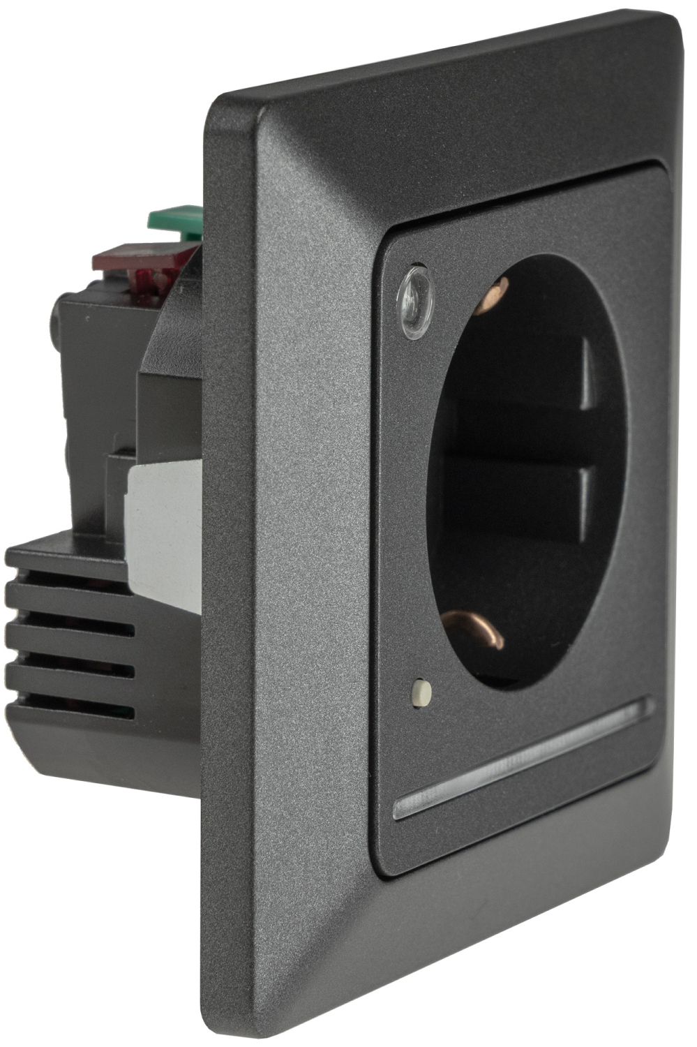 MILOS Schutzkontakt-Steckdose mit LED Anthrazit UP, Licht mit Sensor 24085