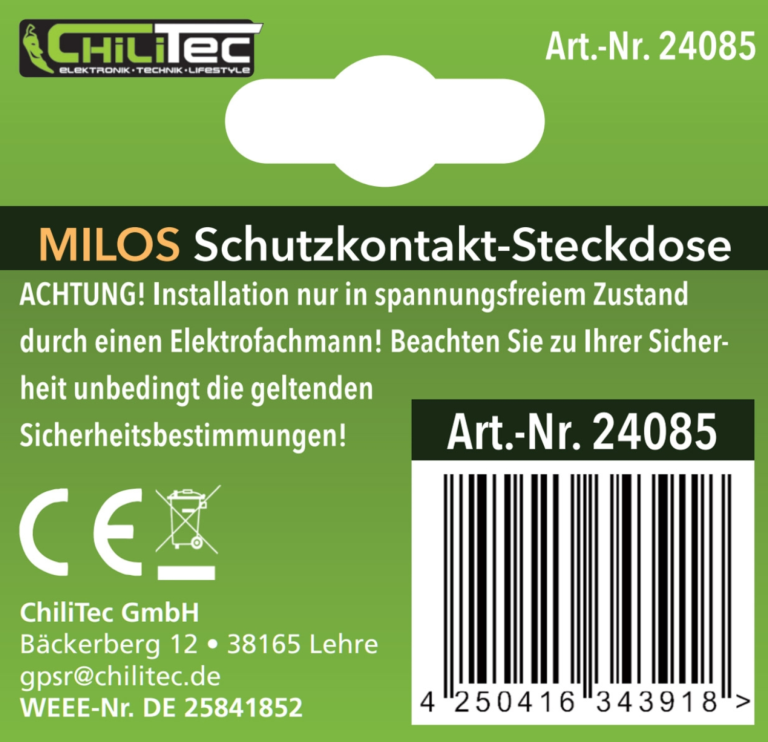 MILOS Schutzkontakt-Steckdose mit LED Anthrazit UP, Licht mit Sensor 24085