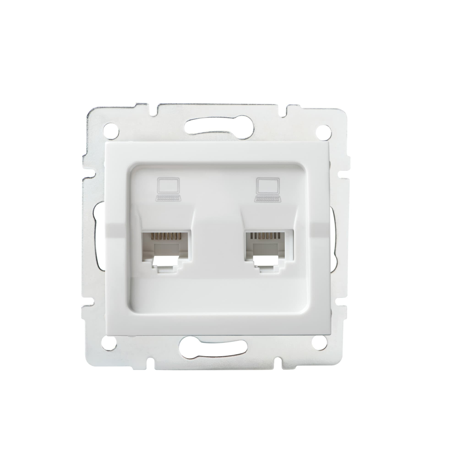 LOGI 2-fach Datenbuchse Netzwerksteckdose RJ45 Cat5e Jack Weiss 25110