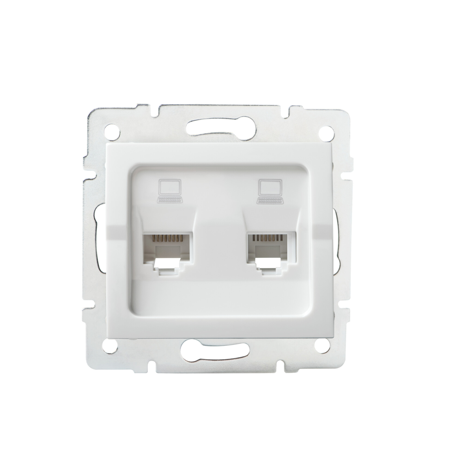 LOGI 2-fach Datenbuchse Netzwerksteckdose RJ45 Cat5e Jack Weiss 25110
