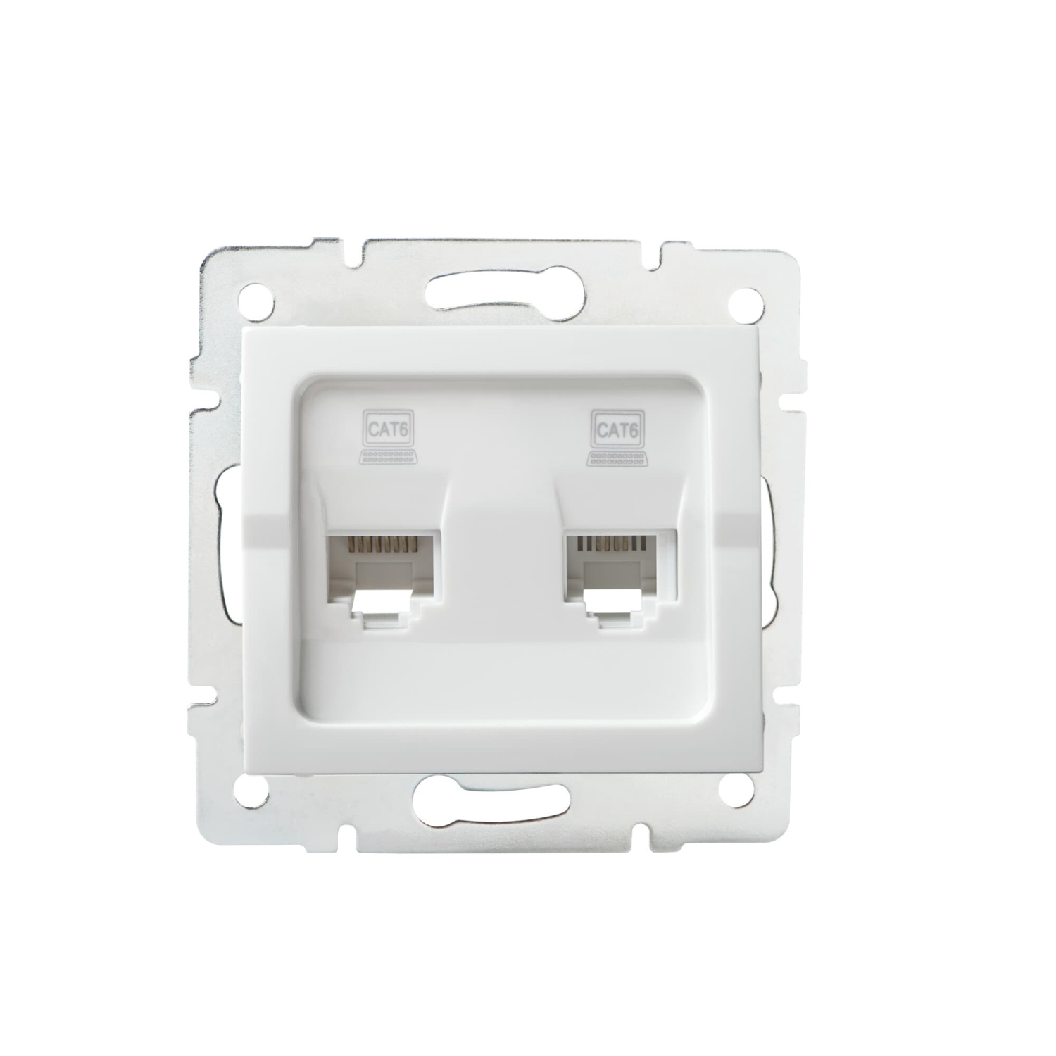 LOGI 2-fach Datenbuchse Netzwerksteckdose RJ45 CAT6 Jack Weiss 25111